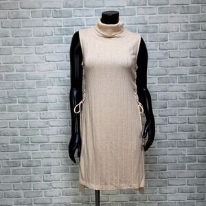Anthropologie Womens S Sleeveless Turtleneck‎ Dress Lace-Up Ribbed Knit Sweater